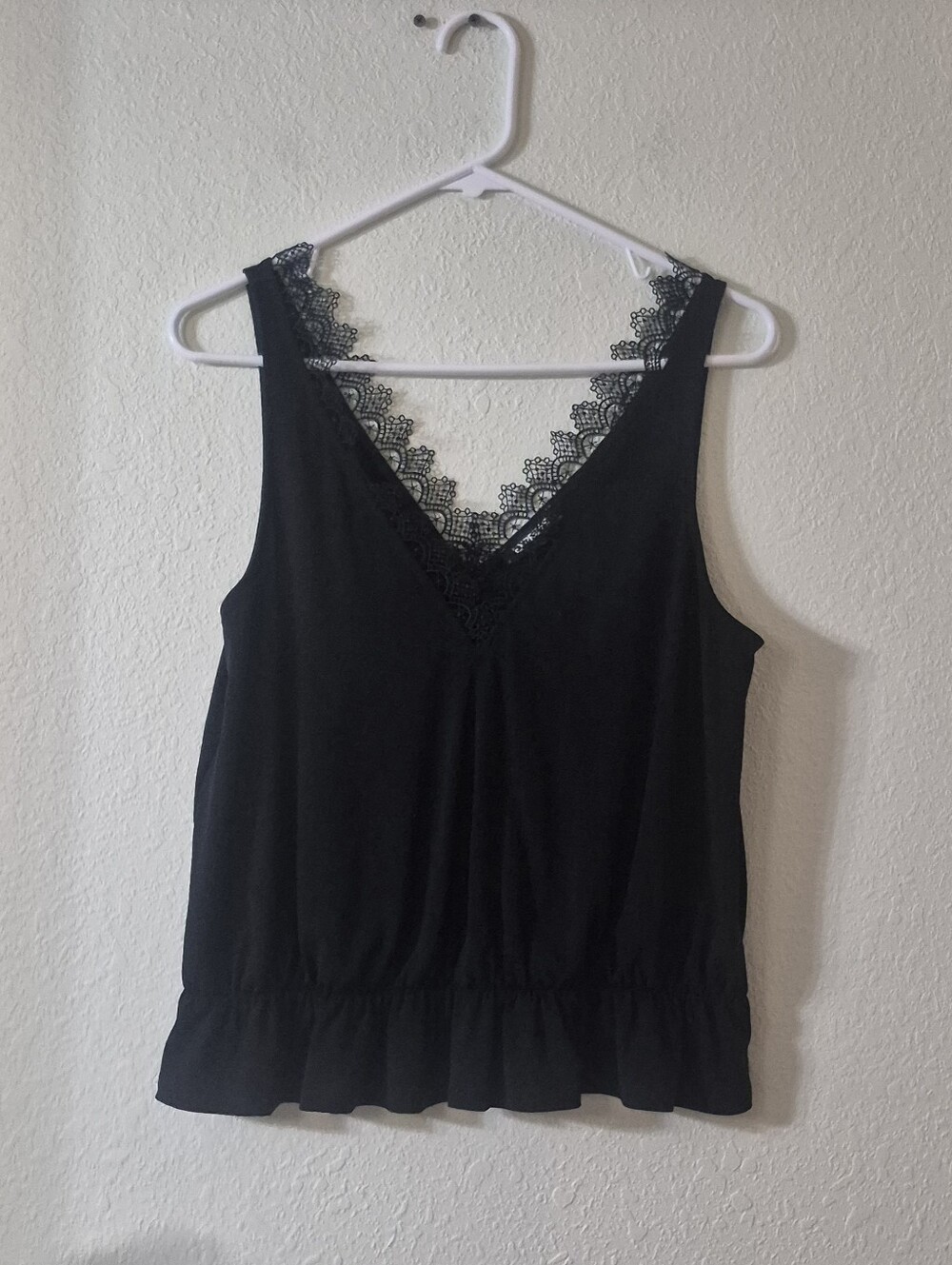 Express Black Lace-Trim V-Neck Camisole